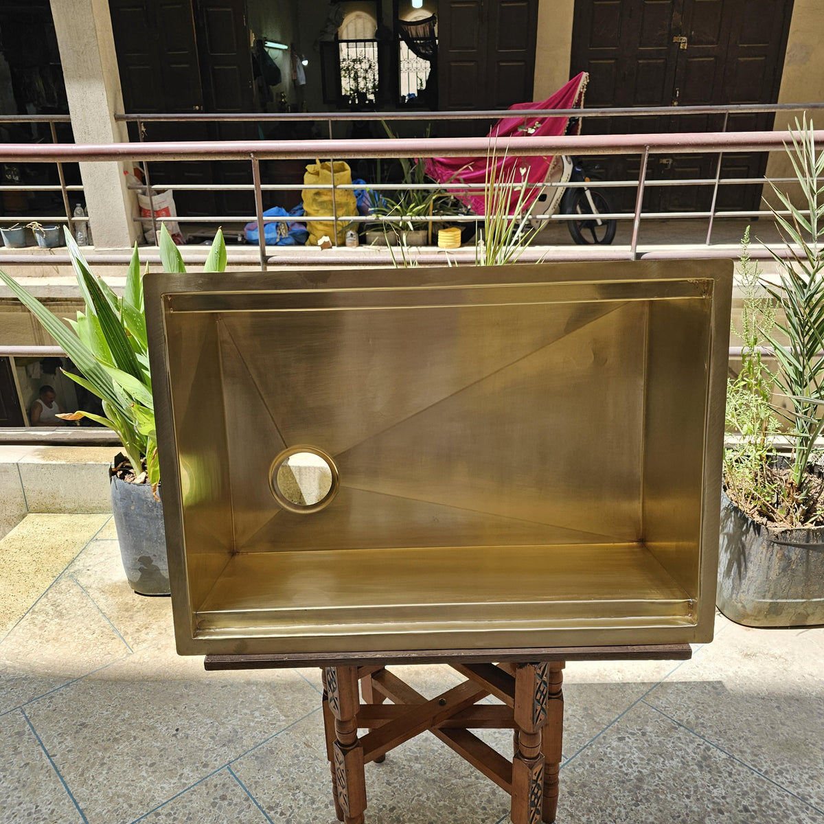 Unlacquered Brass Kitchen Sink, Antique Rectangular Single Bowl, Handmade Undermount, Custom Size Made to Order