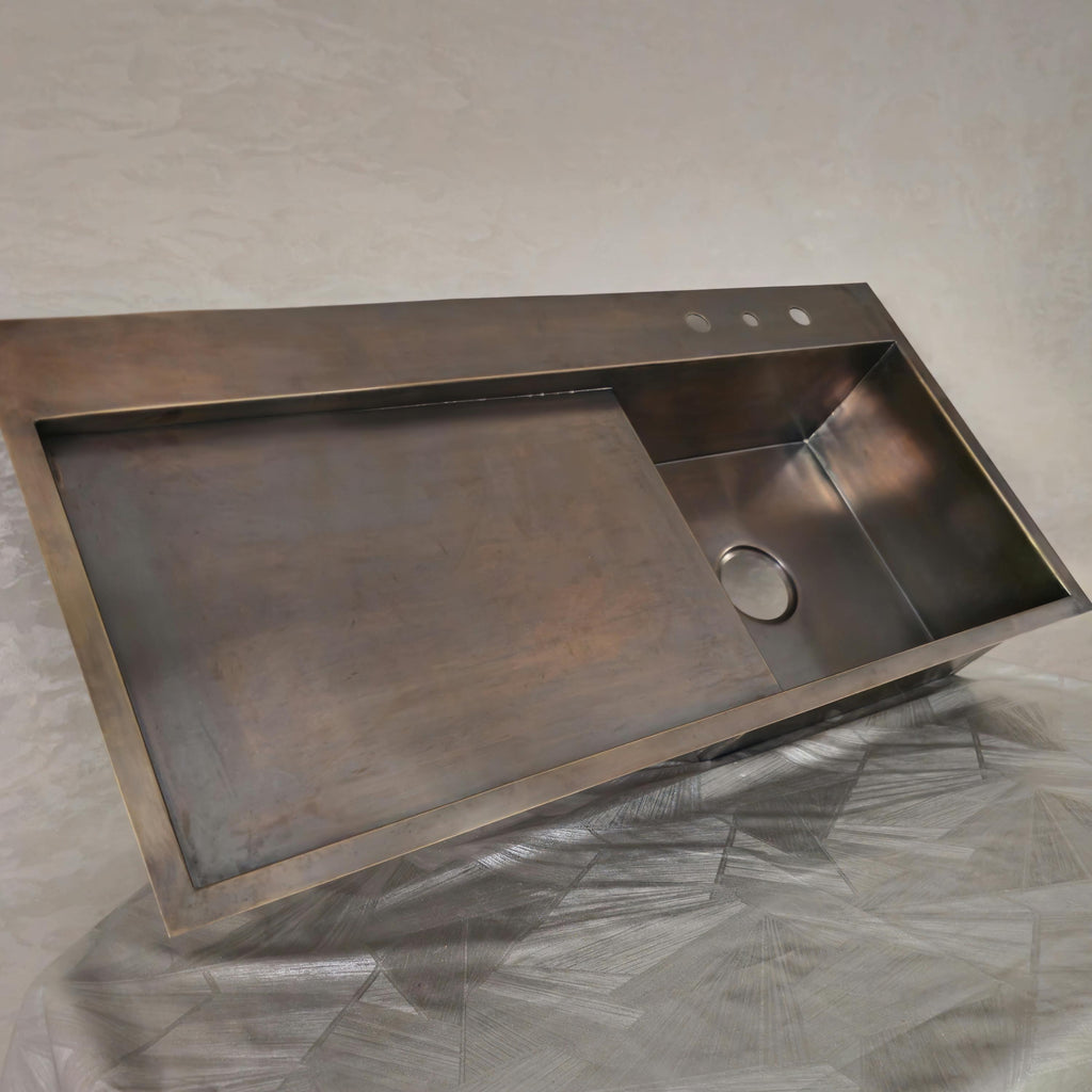 Brass Kitchen Sink with Drainboard