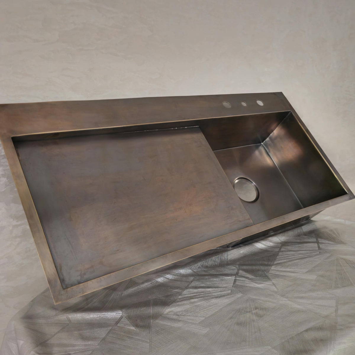 Brass Kitchen Sink with Drainboard