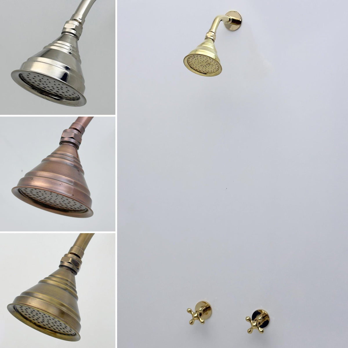 Concealed Solid Brass Shower System with Adjustable Rain Shower Head, 4 Custom Finishes