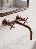 Unlacquered Copper Wall-Mounted Faucet with Cross Handles