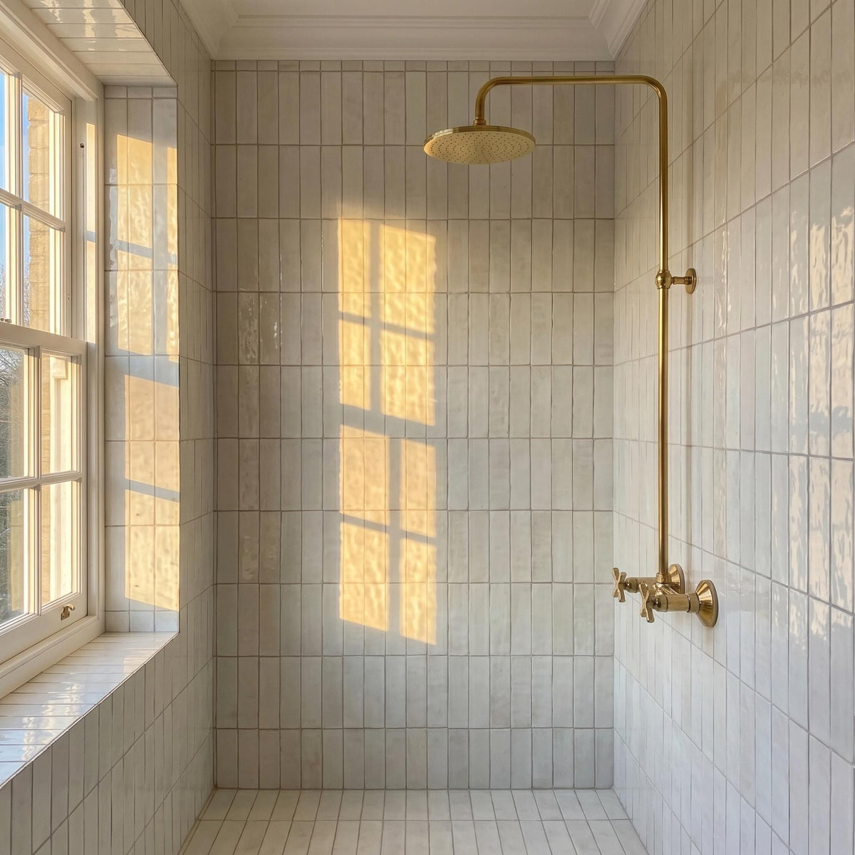 Unlacquered Brass Exposed Shower System