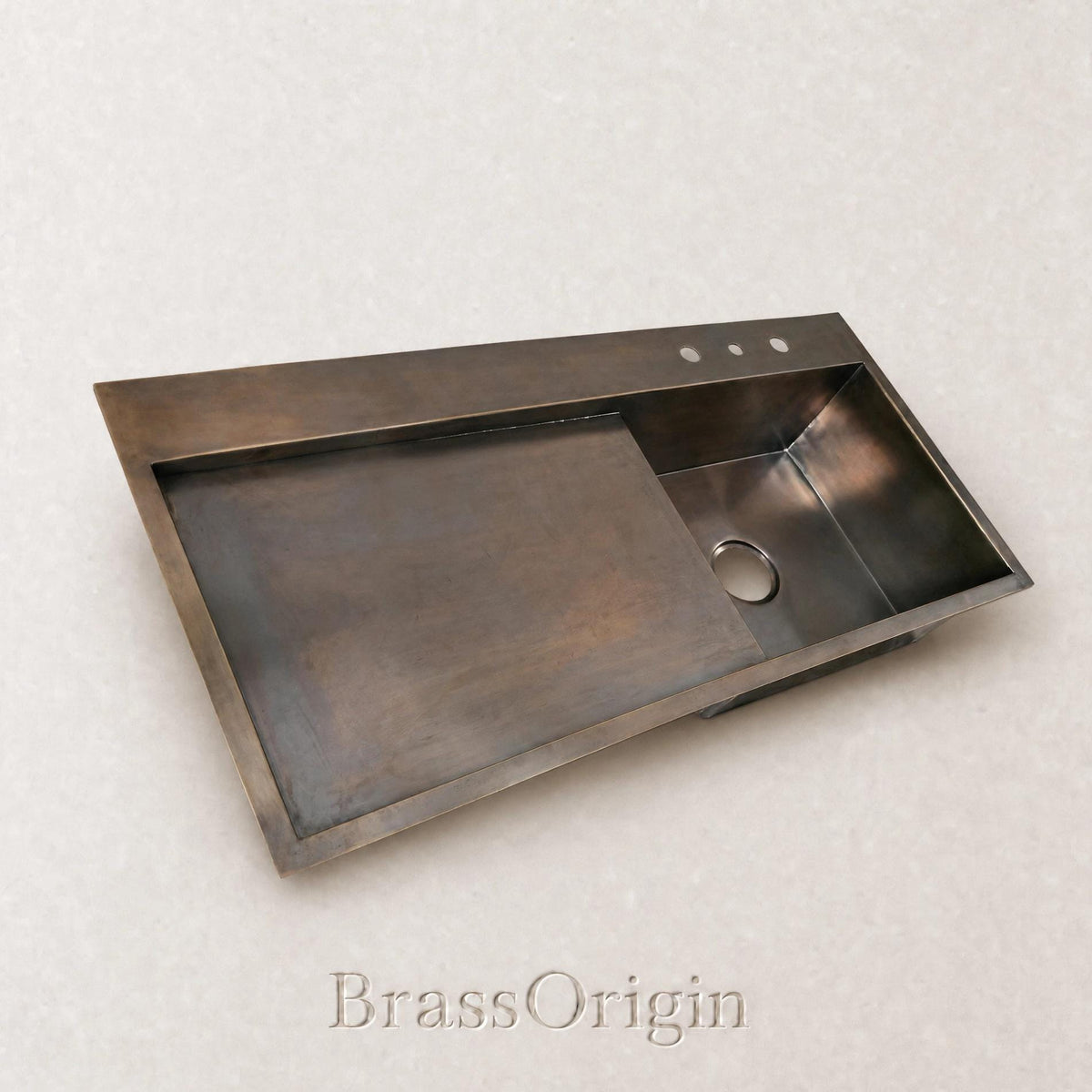 Handmade Brass Kitchen Sink with Drainboard