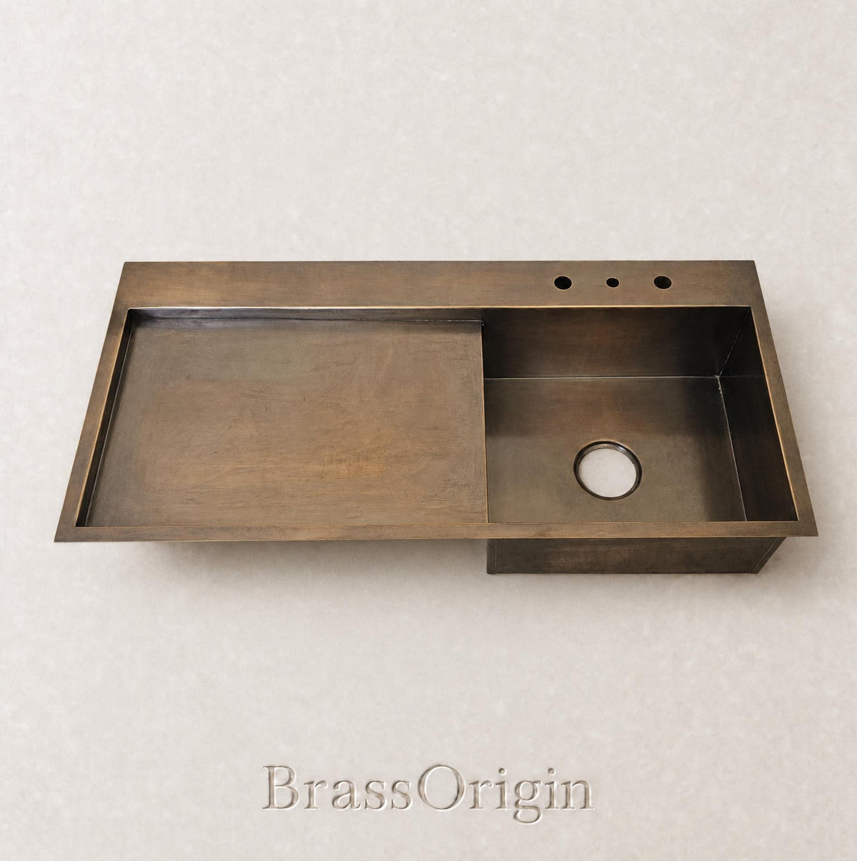 Handmade Brass Kitchen Sink with Drainboard