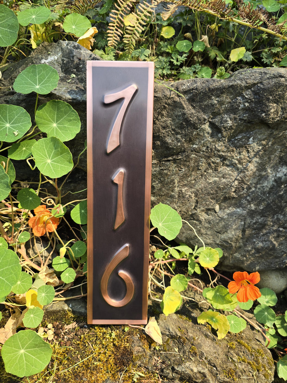 Personalized Real Copper Vertical House number signs