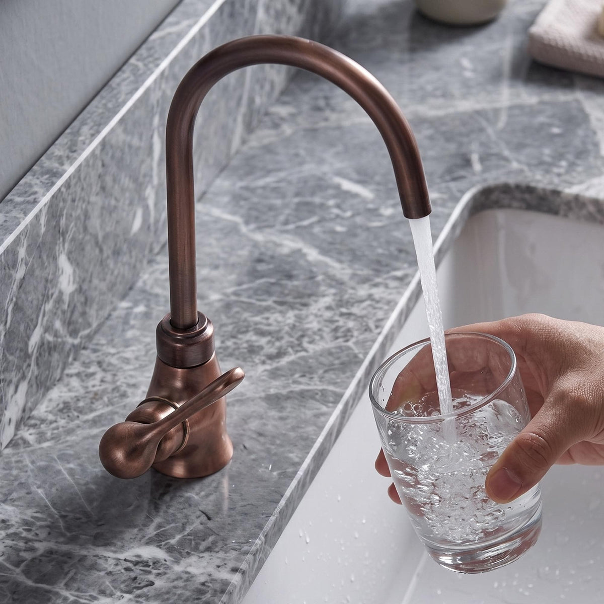 Antique Copper Cold Water Faucet Lever Handles