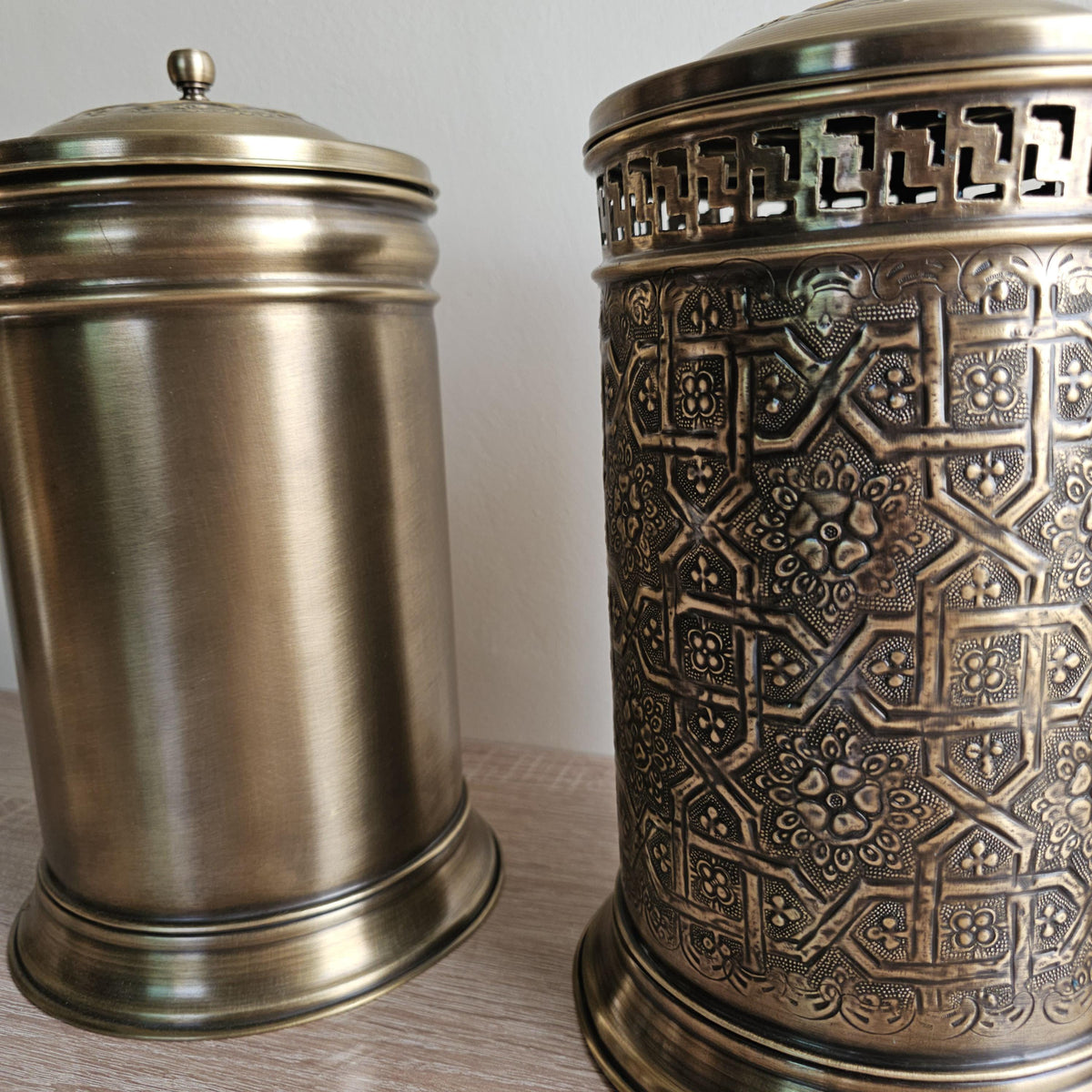 Handmade Moroccan Brass Trash Can
