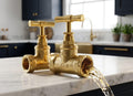 Solid Brass Vintage Cross-Handle Shut-Off Valve, 1/2” Unlacquered Brass T-Handle Valve for Kitchen & Bathroom Plumbing”