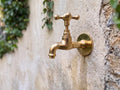 Unlacquered Brass Water Faucet, Small Outdoor Spigot, Wall Mount Garden Tap