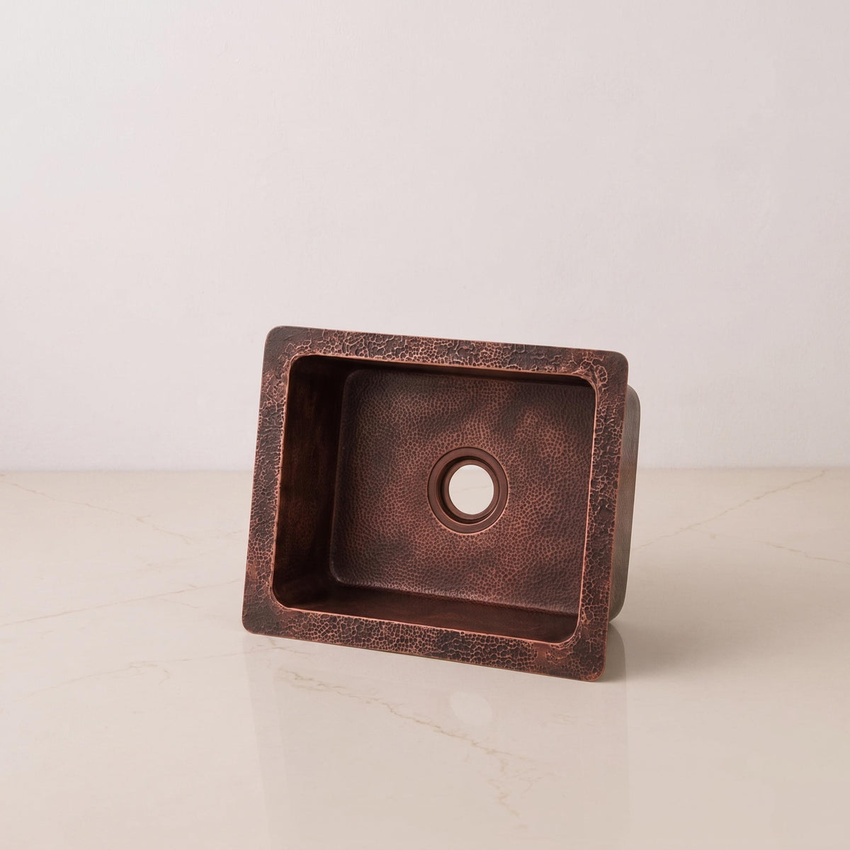 Handmade Hammered Copper Kitchen Sink, Custom Farmhouse Apron Front (Undermount)