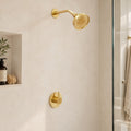 Unlacquered Brass Rainfall Shower System – Handmade Solid Brass Wall Mount Shower Set with Swivel Rain Shower Head & Sin