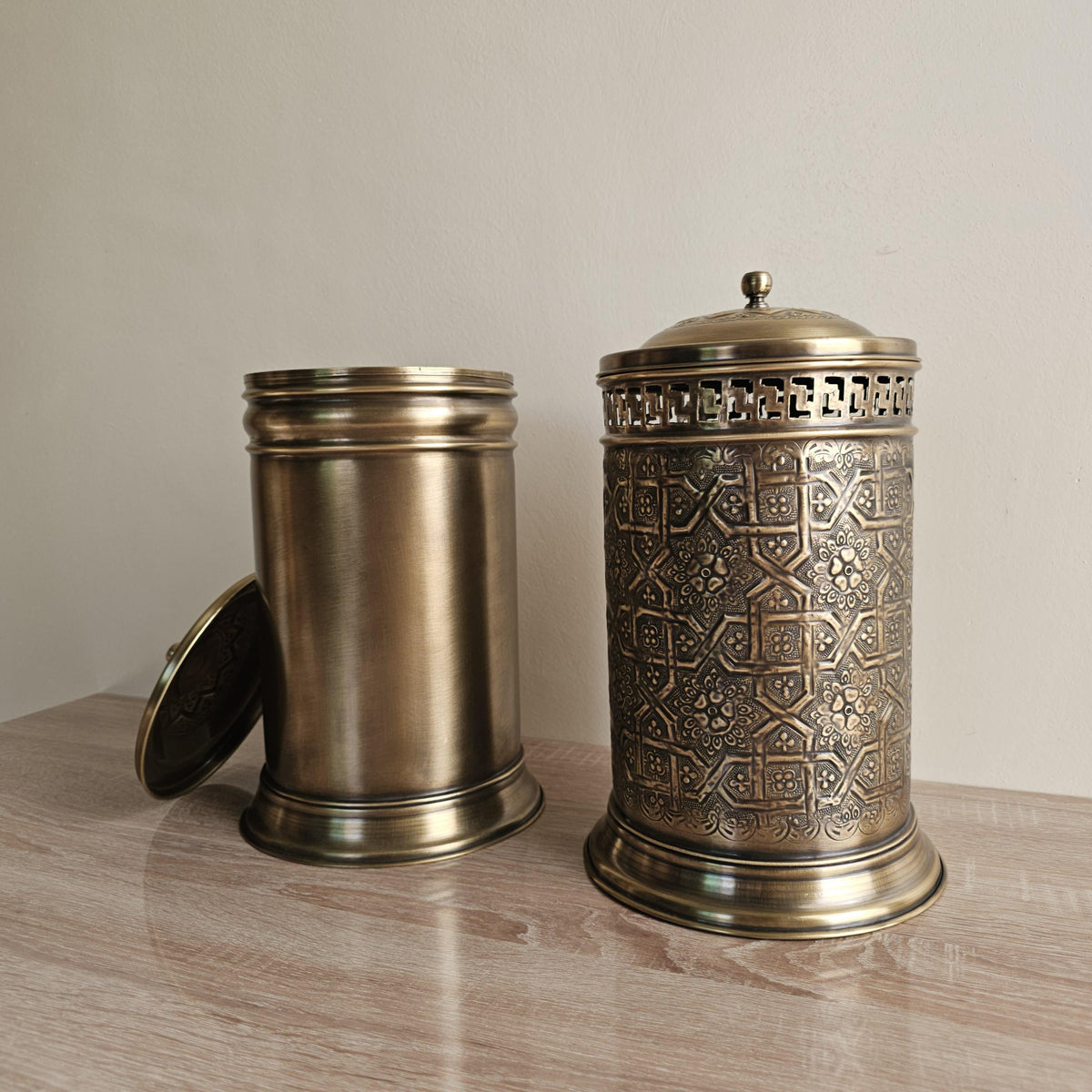 Handmade Moroccan Brass Trash Can