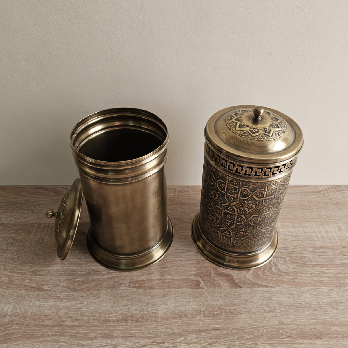 Handmade Moroccan Brass Trash Can
