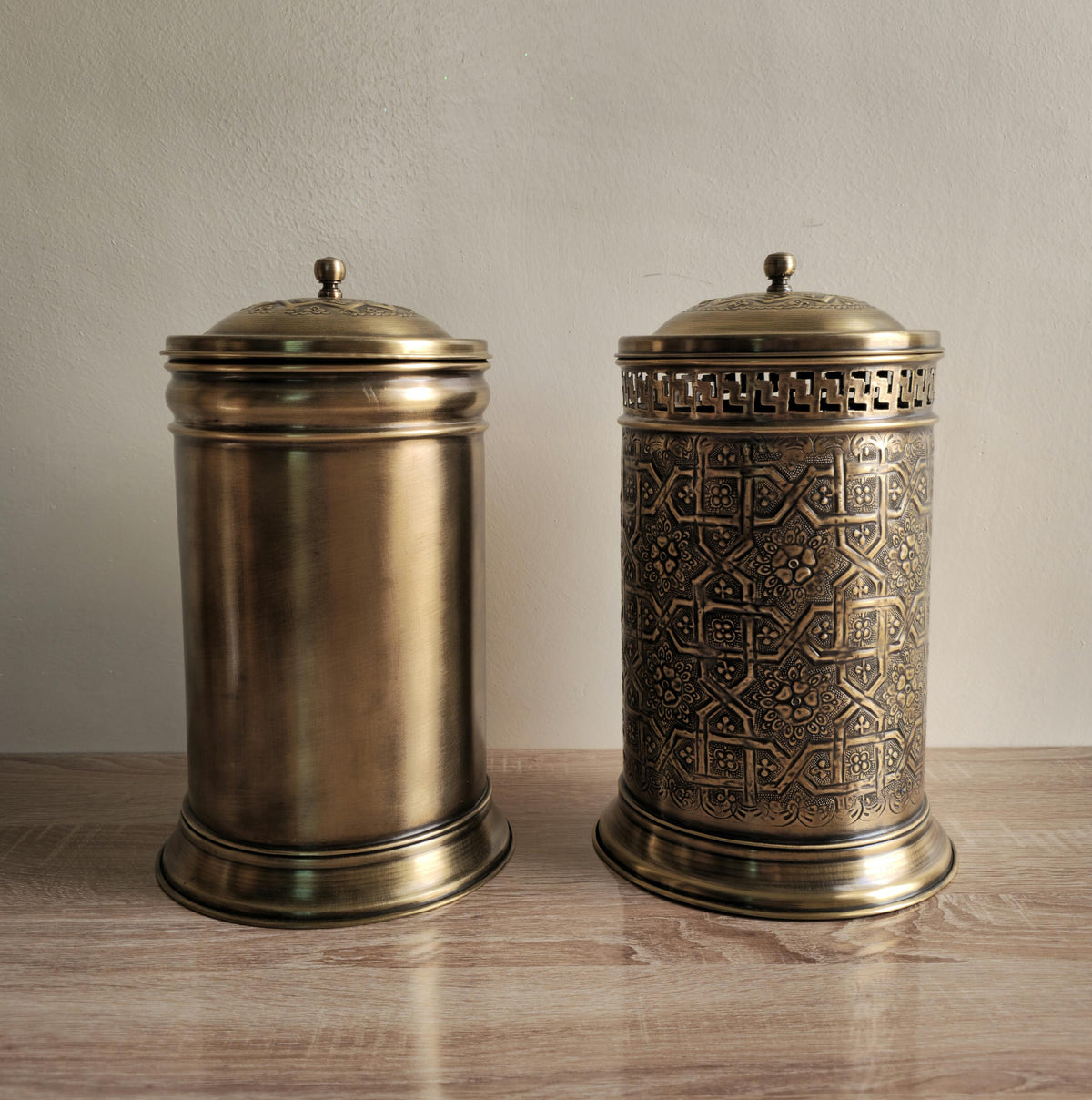 Handmade Moroccan Brass Trash Can