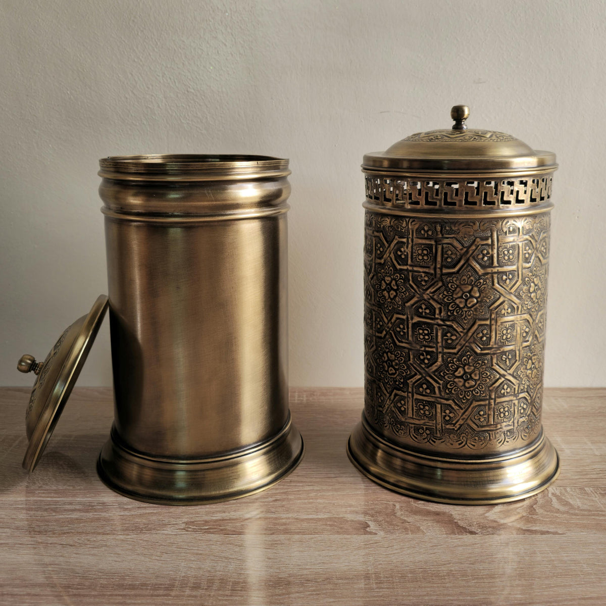 Handmade Moroccan Brass Trash Can
