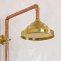 Unlacquered Solid Brass Rainfall Showerhead, Round Outdoor Shower Fixture