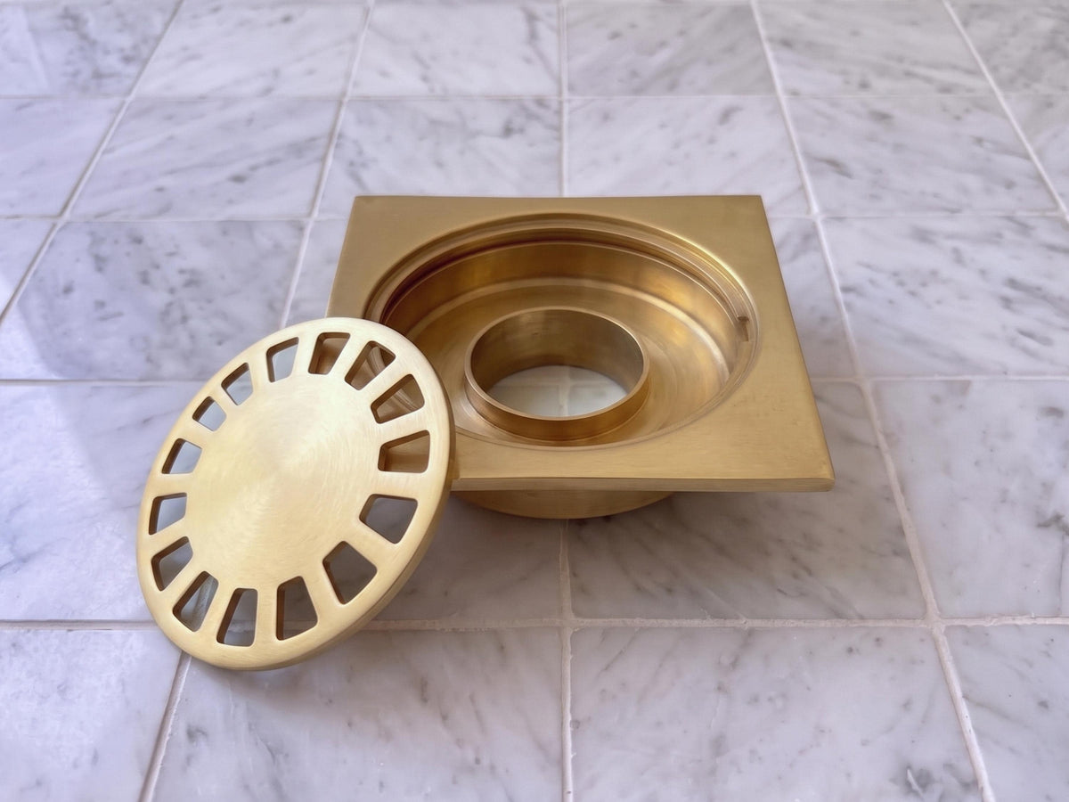 Unlacquered Brass Floor Drain, Solid Brass Shower Drain Cover for Bathroom
