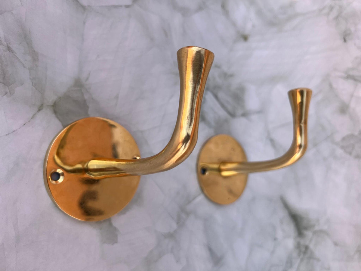 Unlacquered Solid Brass Wall Hook, Coat Towel Robe Hook for Bathroom Entryway