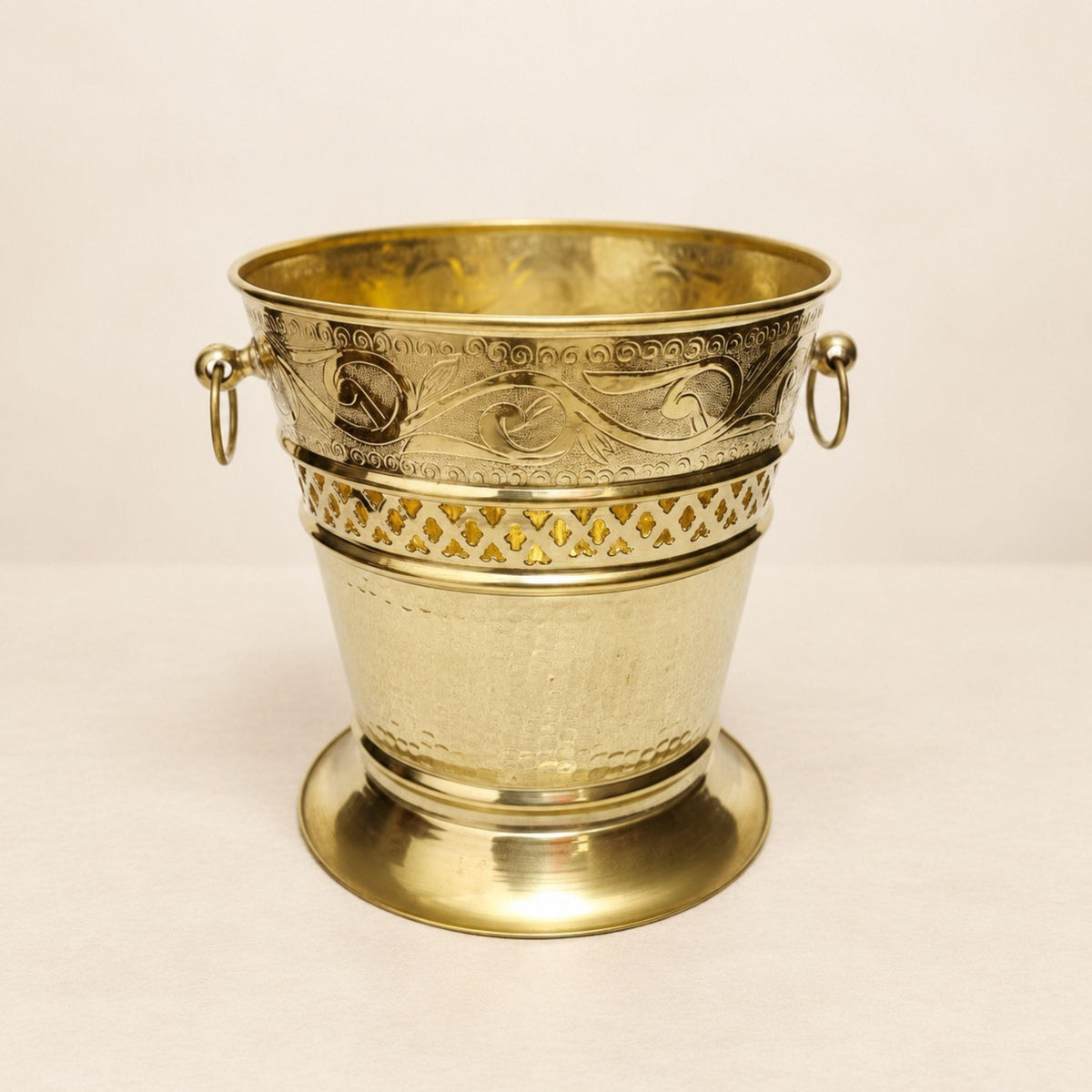 Handmade Brass Wastebasket, Moroccan Engraved Trash Bin, Unlacquered Brass Trash Can, Natural Brass Wastebasket, Handmad