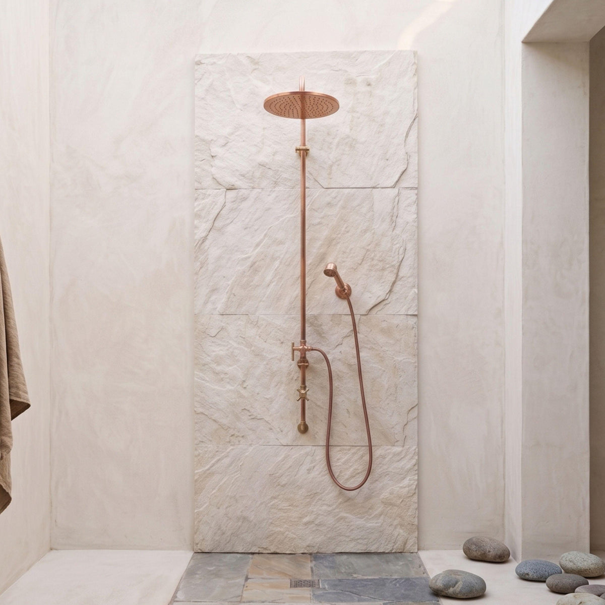 Copper Outdoor Shower System, Unlacquered Brass & Copper
