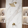 Unlacquered Brass Concealed Shower System with Square Swivel Head