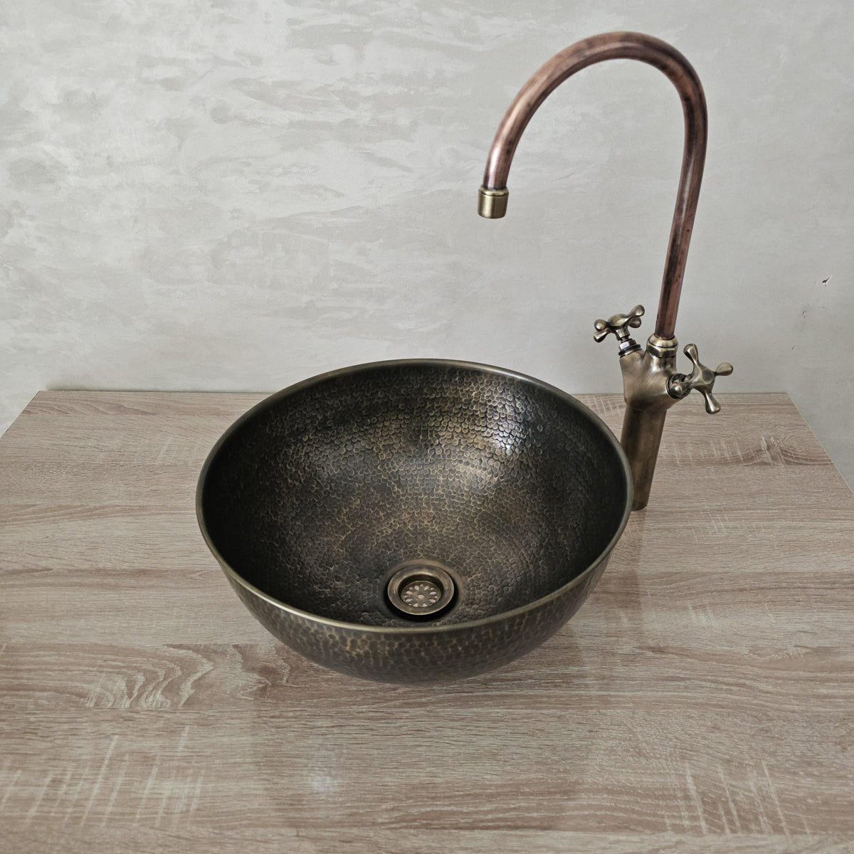 Hand-hammered Patinated Brass Sink