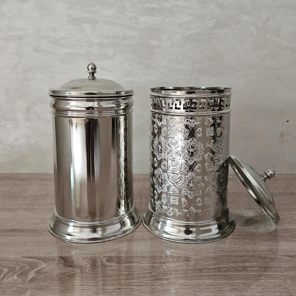 Silver Moroccan Trash Can