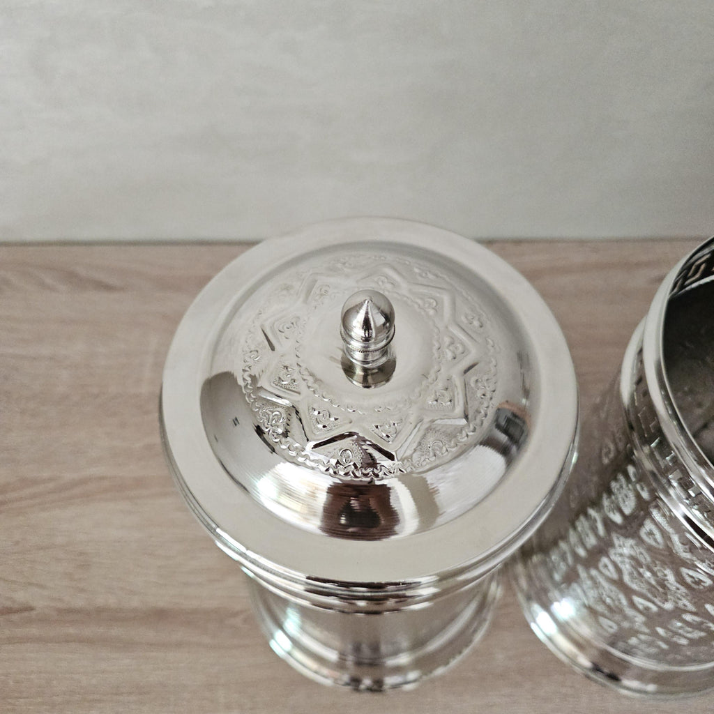 Silver Moroccan Trash Can