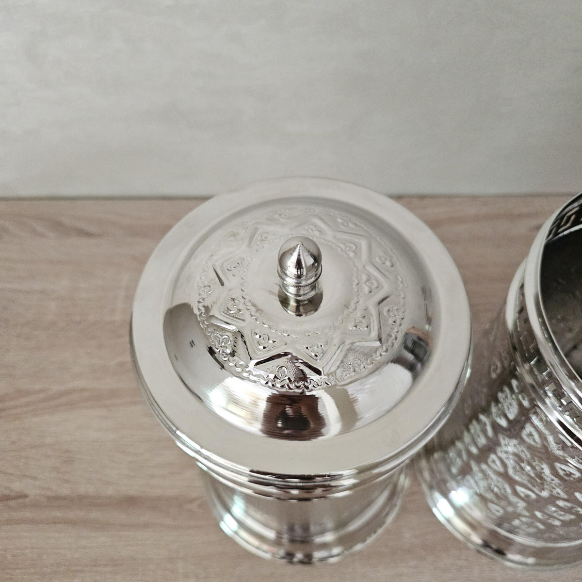 Silver Moroccan Trash Can