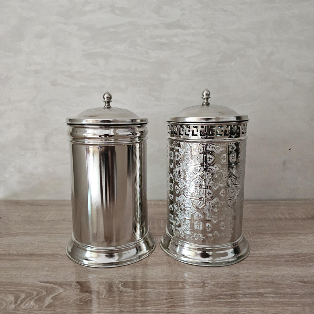 Silver Moroccan Trash Can