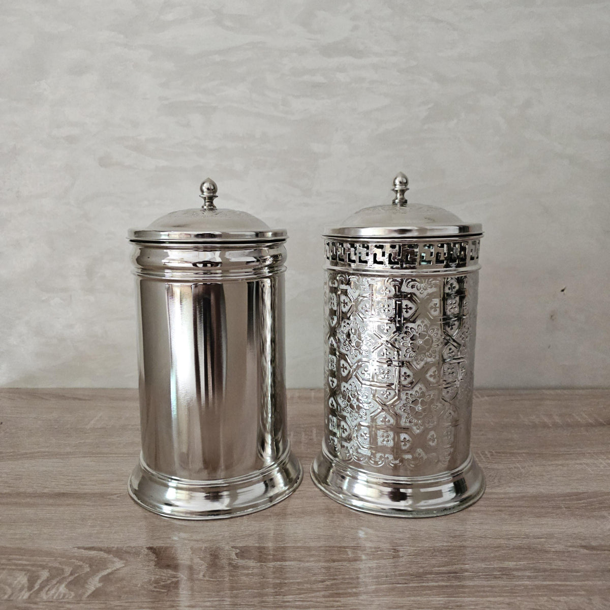 Silver Moroccan Trash Can