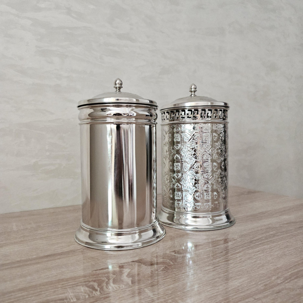 Silver Moroccan Trash Can
