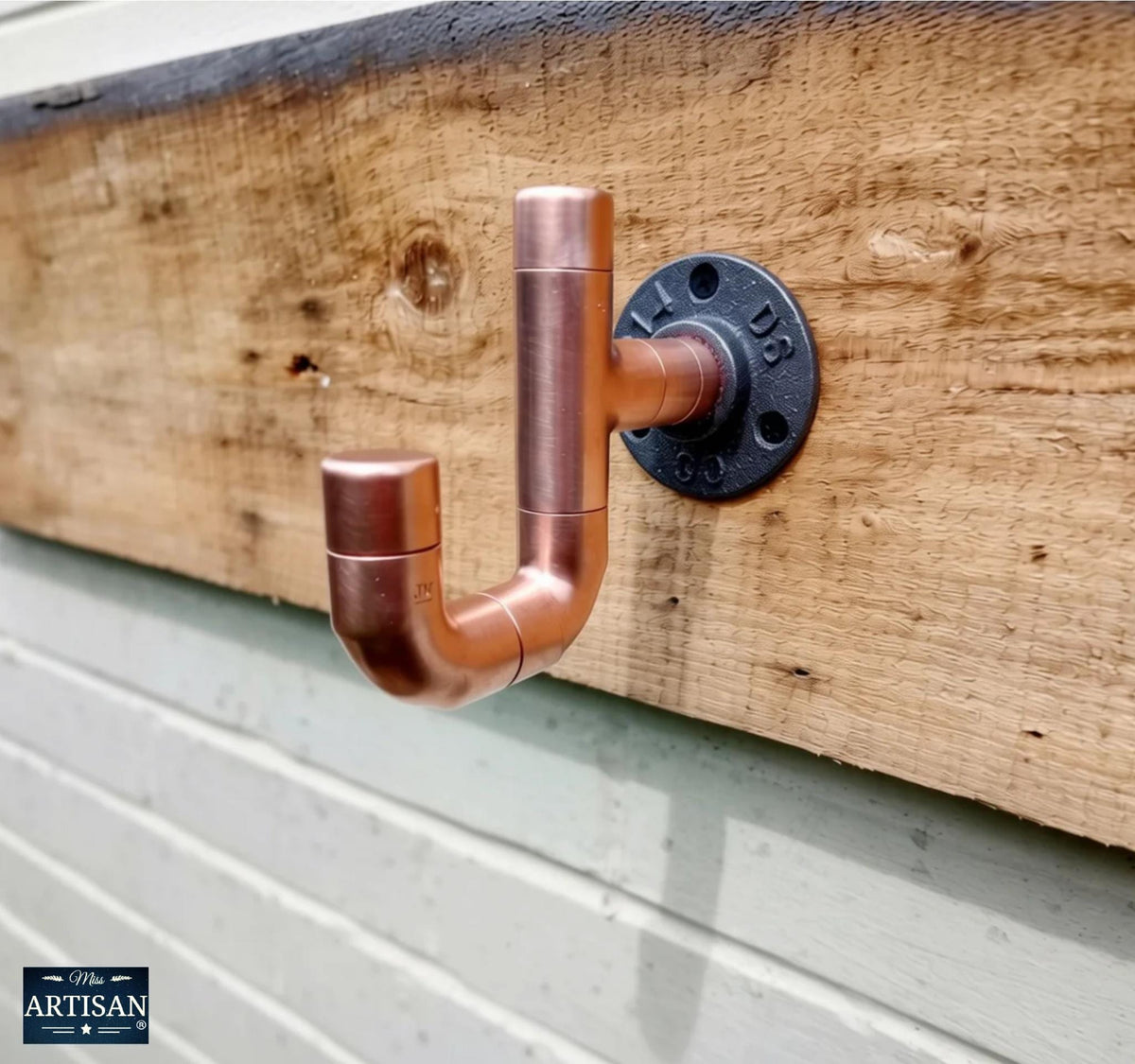 Copper Pipe Double Hook - Clothes / Coats / Towel Hooks - Rustic / Industrial / Vintage - 22mm Thick Copper Pipe