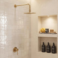 Unlacquered Brass Concealed Square Rain Shower System with Straight Arm