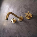 Solid Brass Wall Mounted Faucet, Unlacquered Bathroom Sink Tap or Tub Filler, Antique Style