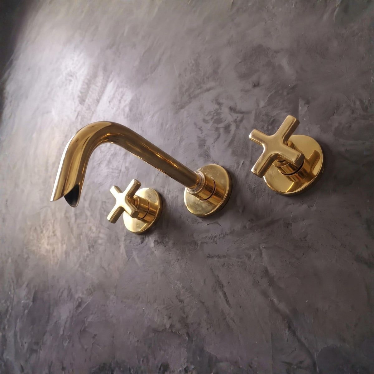 Solid Brass Wall Mounted Faucet, Unlacquered Bathroom Sink Tap or Tub Filler, Antique Style