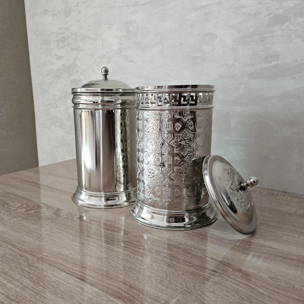 Silver Moroccan Trash Can