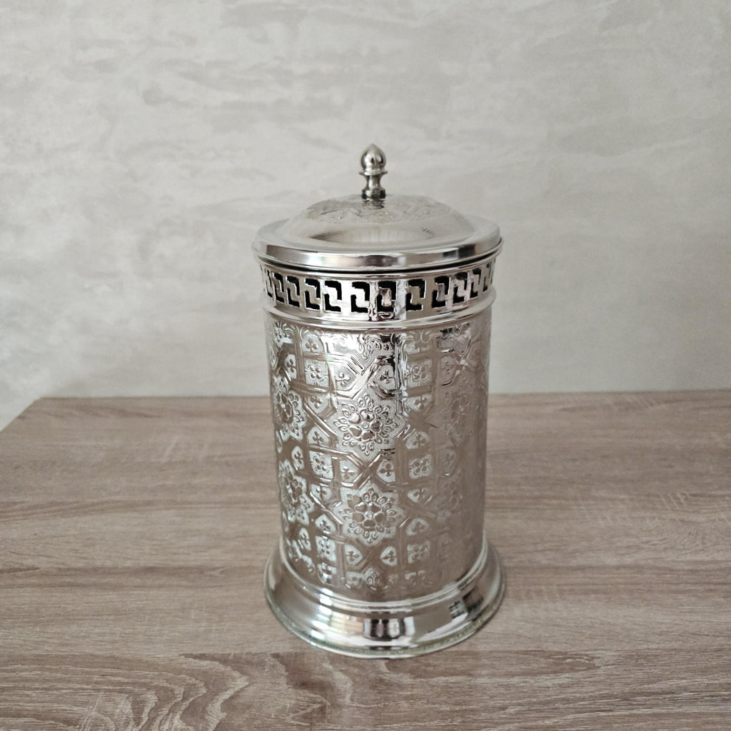Silver Moroccan Trash Can