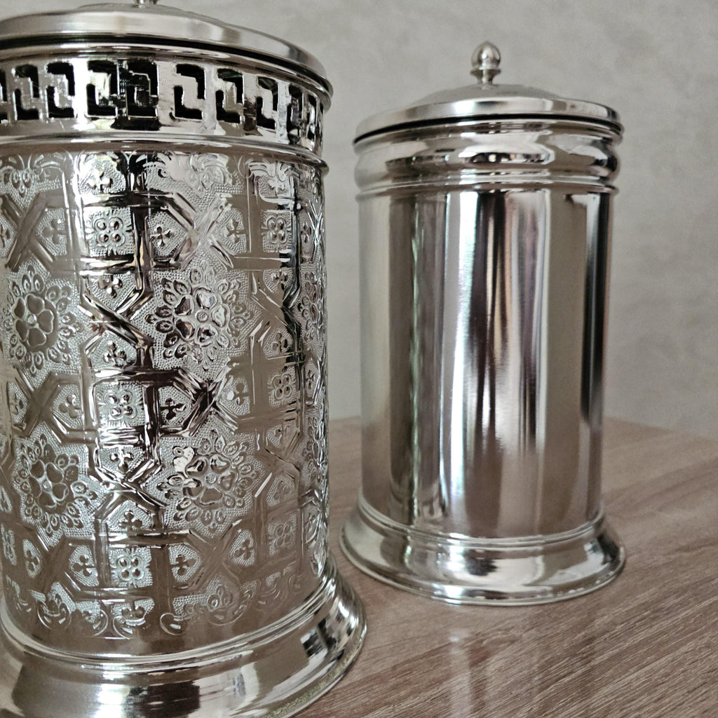 Silver Moroccan Trash Can